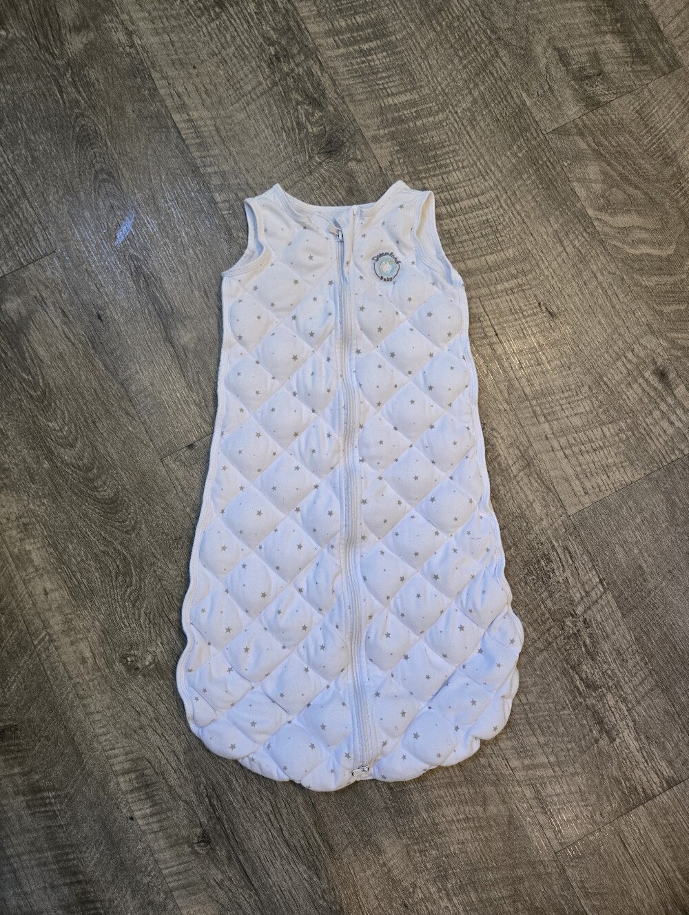 Dreamland Baby White Quilted Baby Sleep Sack with Star Embroidery